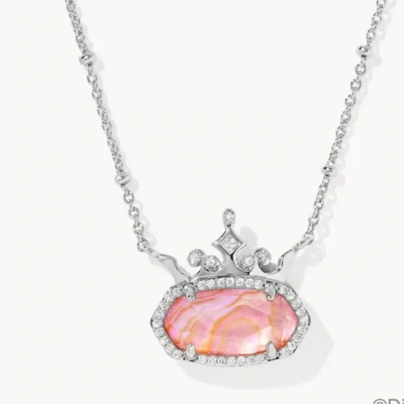 Disney | Kendra Scott Elisa Princess Silver Pendant in Light Pink Iridescent - Picture 1 of 3